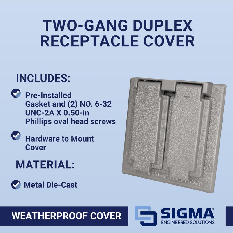 Sigma Electric 14345 2-Gang Duplex Cover, Grey , Gray - Image 5